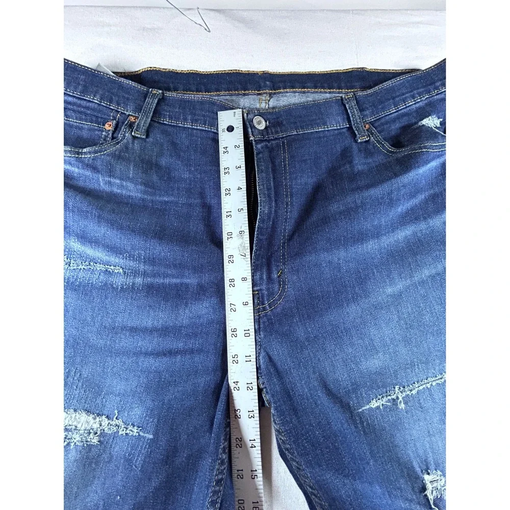 Levis 511 Slim Fit Distressed Ripped Blue Denim Jeans Mens 40x31‎ Dark Wash
